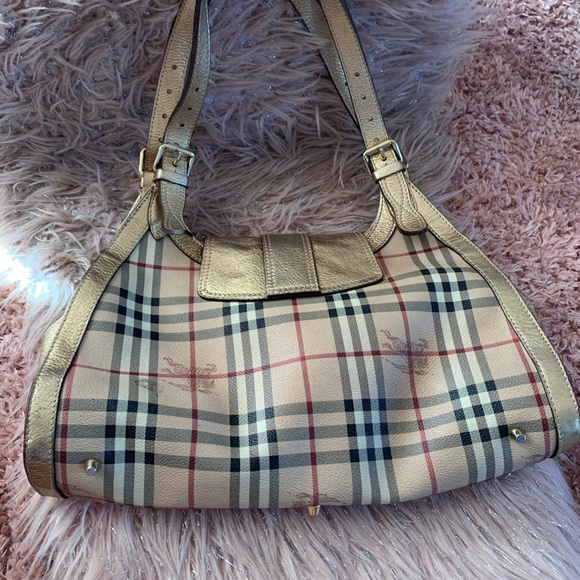 VINTAGE RARE BURBERRY HAYMARKET NOVA CHECK METALLIC SHOULDER  BAG - Picture 3 of 13